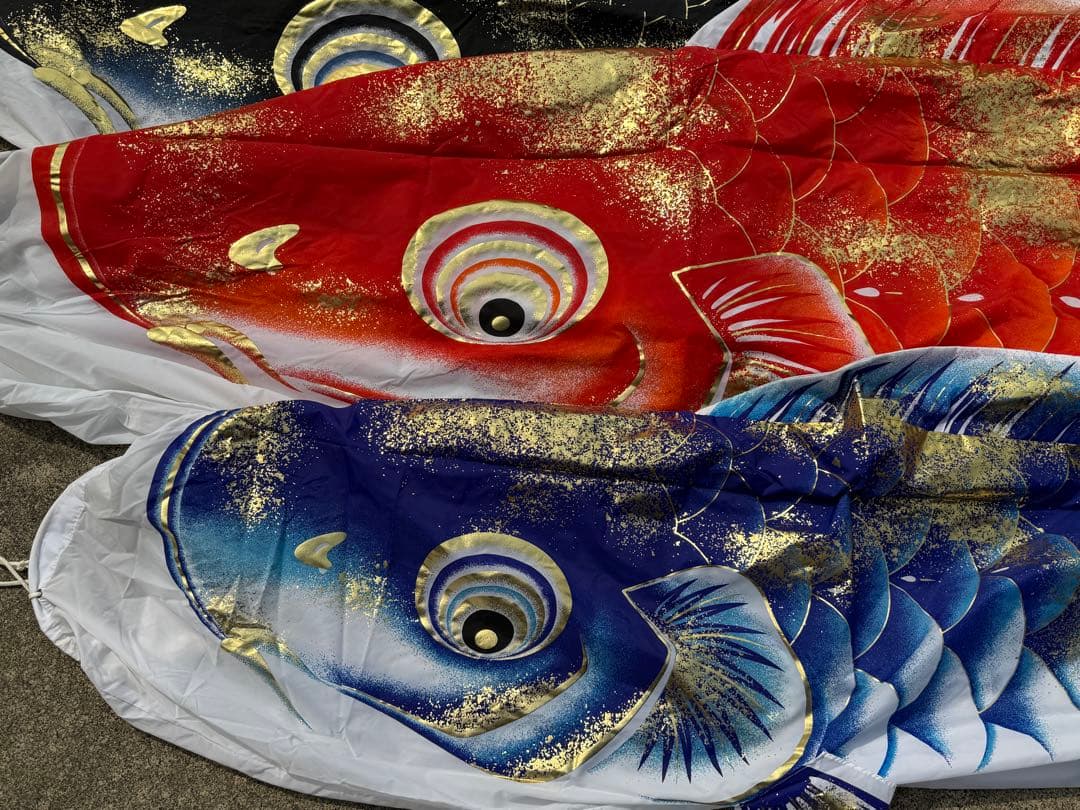 中古 鯉のぼり① 5m 金彩 こいのぼり 3色+吹流し こどもの日 節句