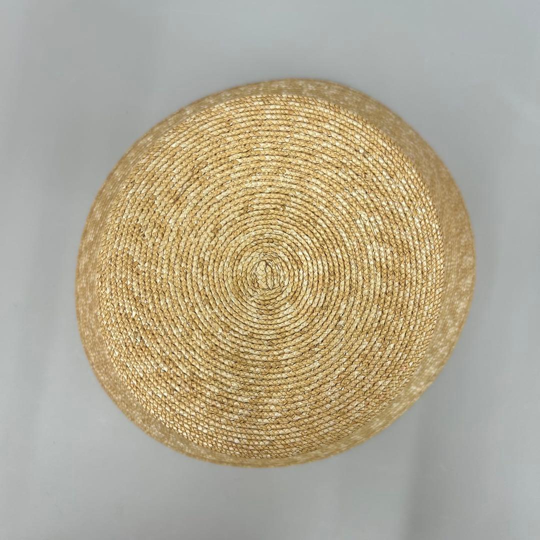 ディオール ロゴ ストローハット 麦わら 帽子 リボン ネイビー 56