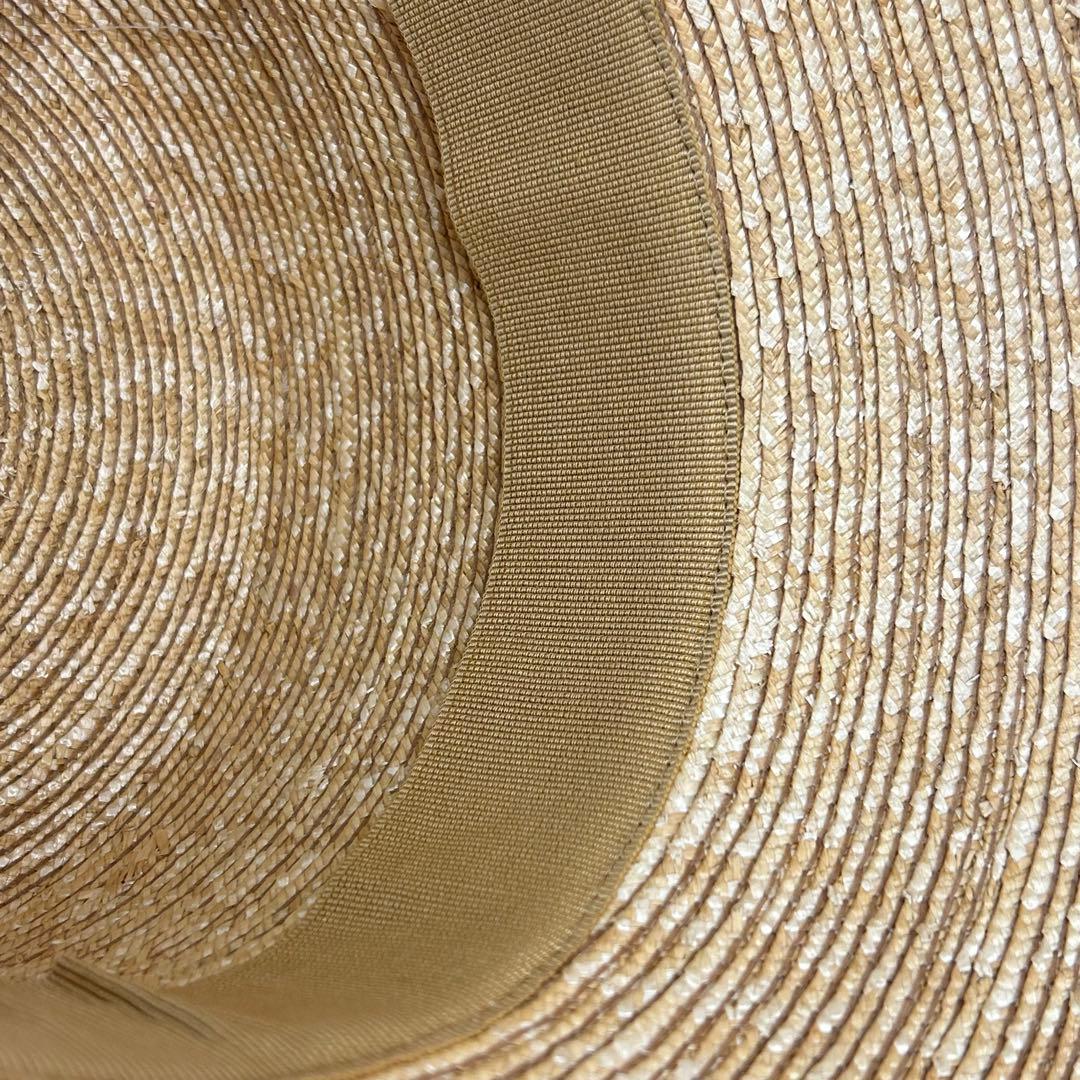 ディオール ロゴ ストローハット 麦わら 帽子 リボン ネイビー 56