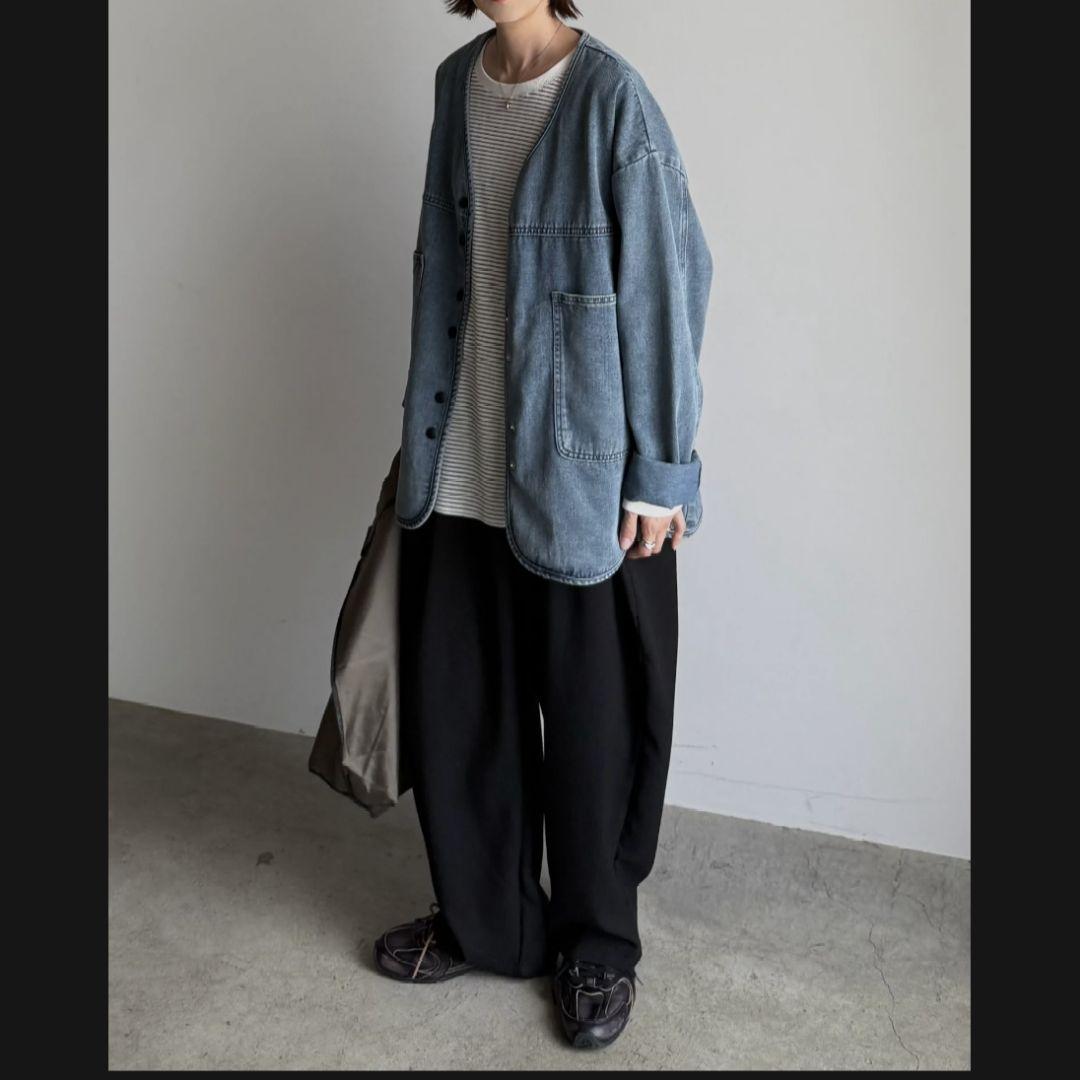 未使用 ARULLE Ｖカラーデニムジャケット　ライトブルー