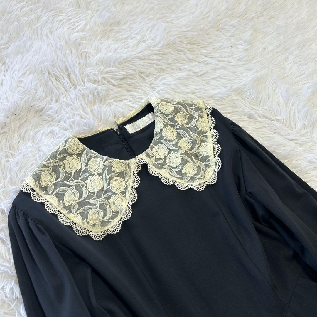 エミリーテンプル レース襟 バックリボン 長袖 フレアワンピース 160 日本製