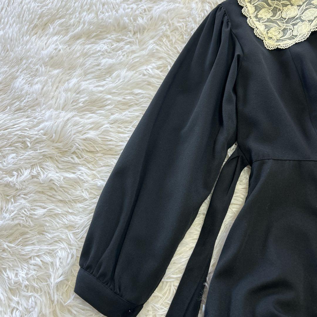 エミリーテンプル レース襟 バックリボン 長袖 フレアワンピース 160 日本製