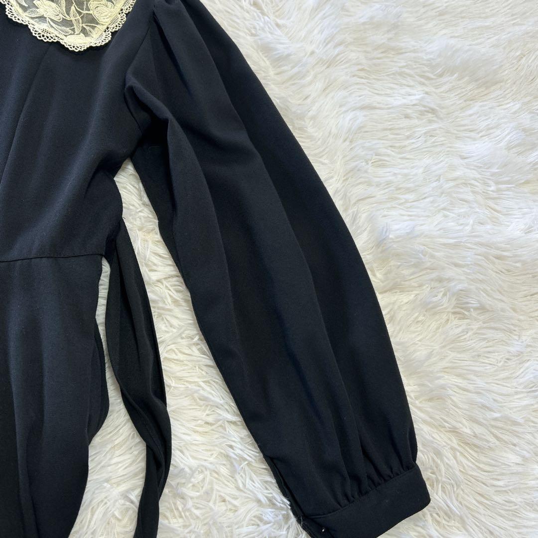 エミリーテンプル レース襟 バックリボン 長袖 フレアワンピース 160 日本製