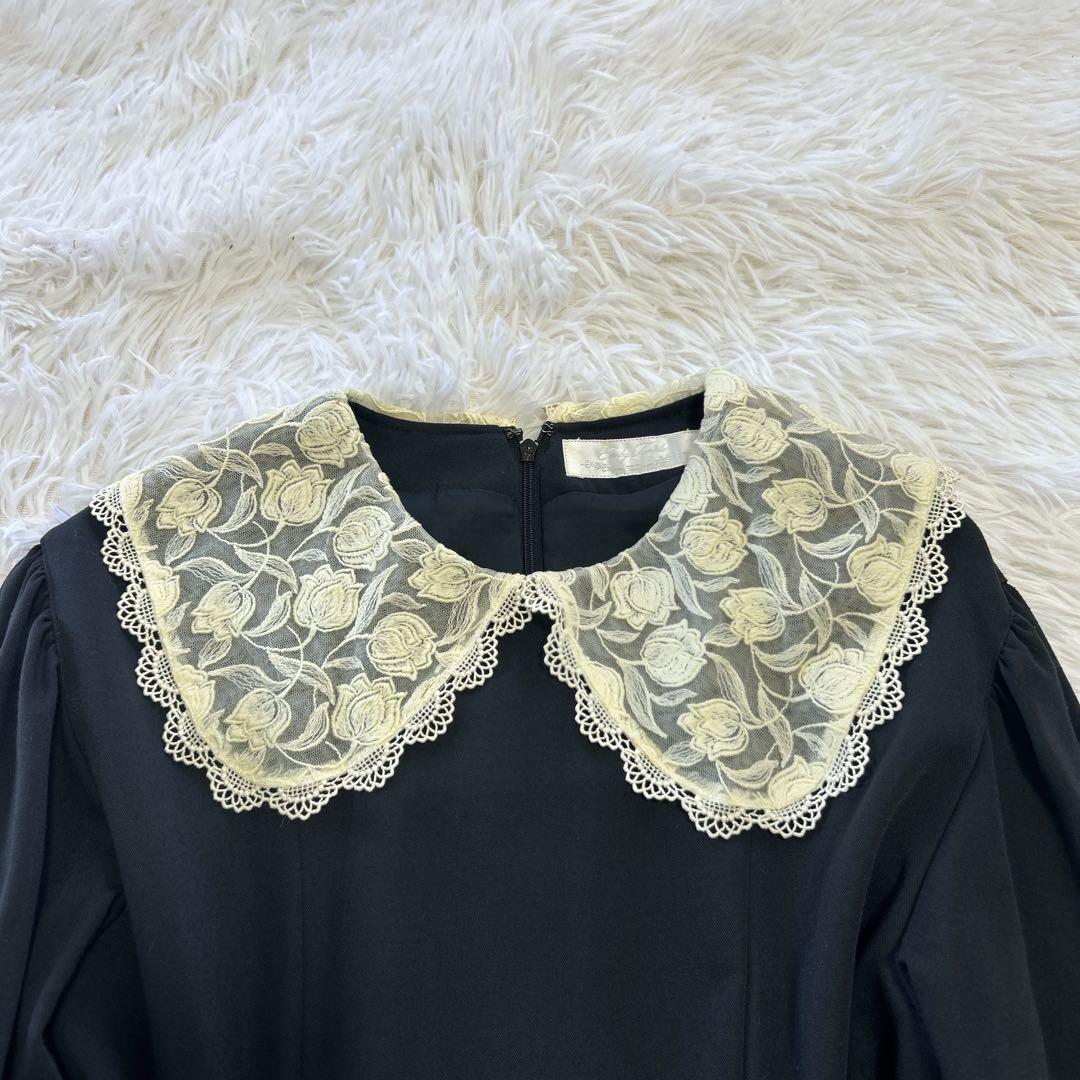 エミリーテンプル レース襟 バックリボン 長袖 フレアワンピース 160 日本製