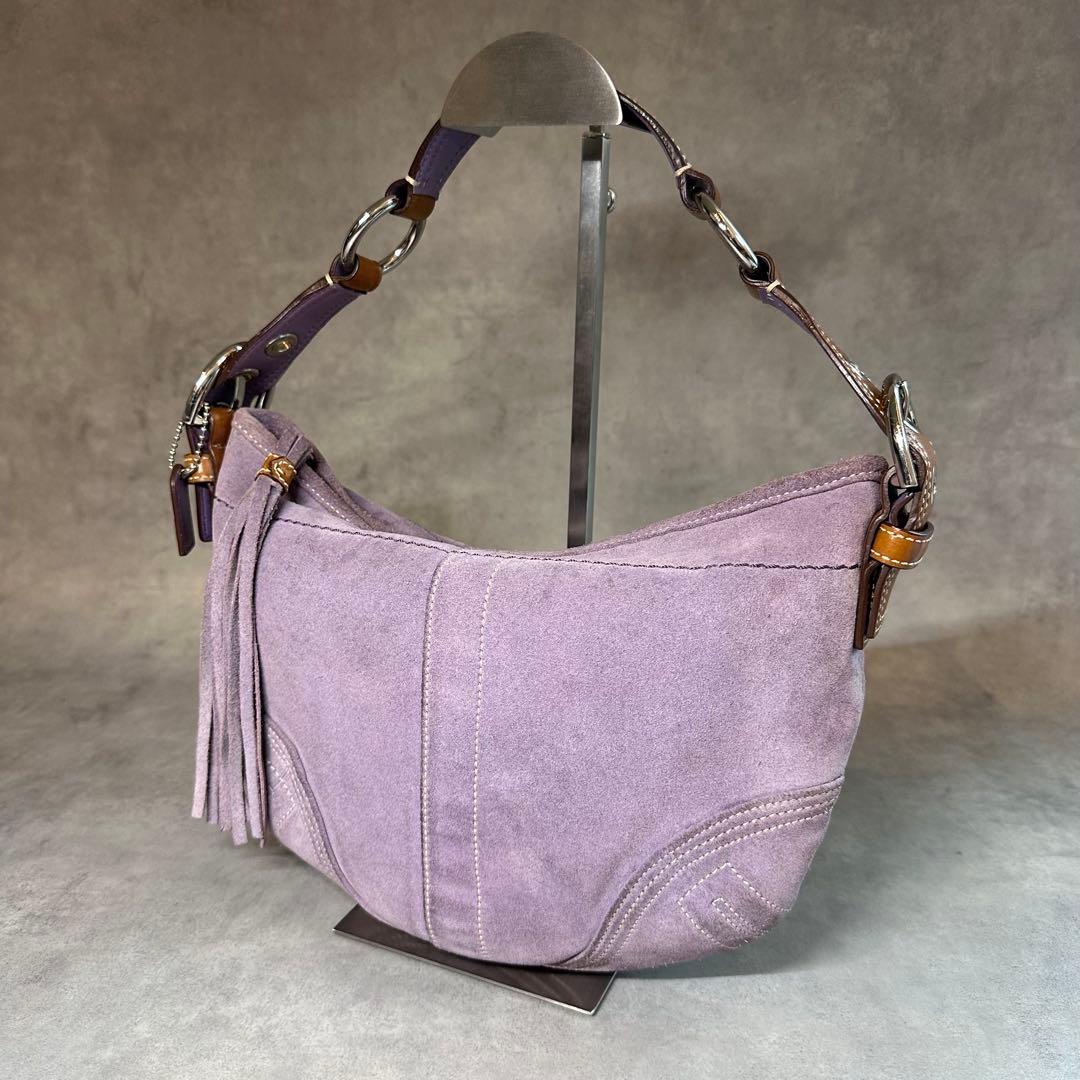 バッグ COACH Purple Hobo Suede One shoulder bag