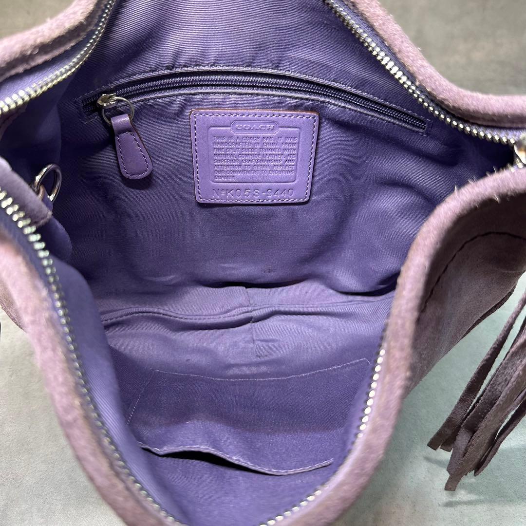 バッグ COACH Purple Hobo Suede One shoulder bag