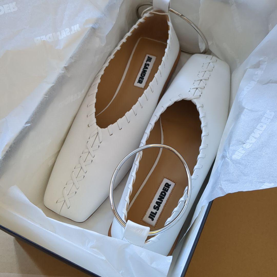 新品　JIL SANDER フラットシューズ 38 ホワイト　アンクレット付