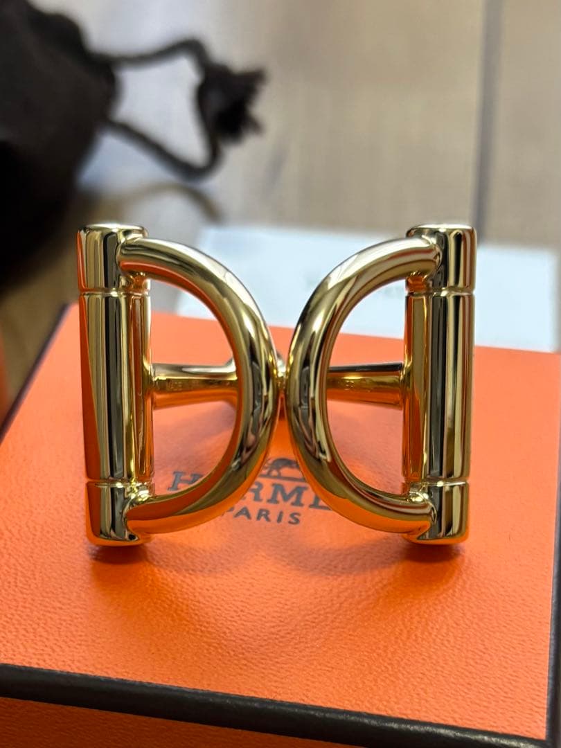 HERMES ドゥブルD スカーフリング　カレ90 ゴールド　新品未使用