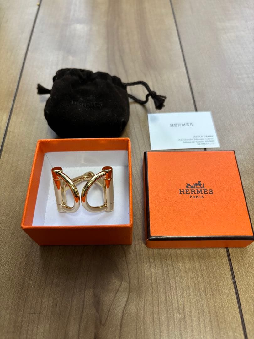 HERMES ドゥブルD スカーフリング　カレ90 ゴールド　新品未使用