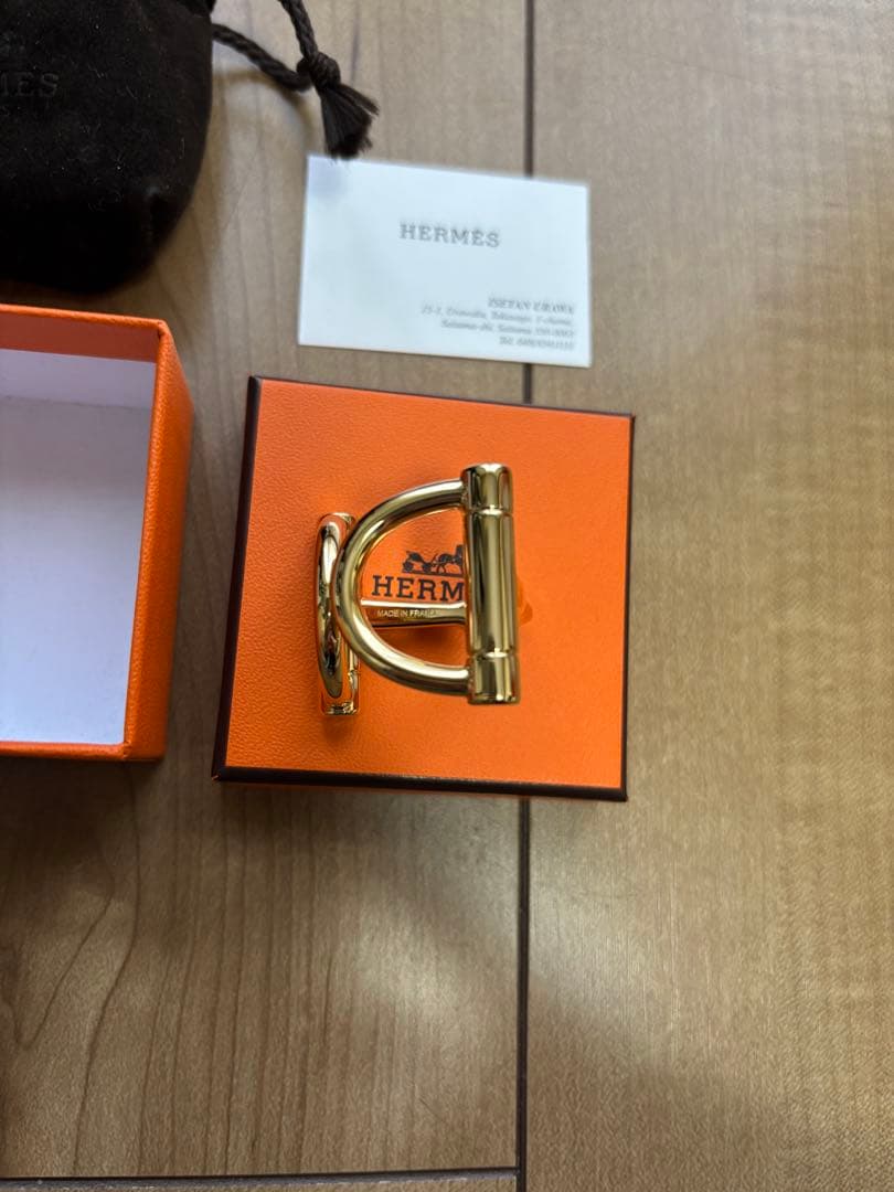 HERMES ドゥブルD スカーフリング　カレ90 ゴールド　新品未使用