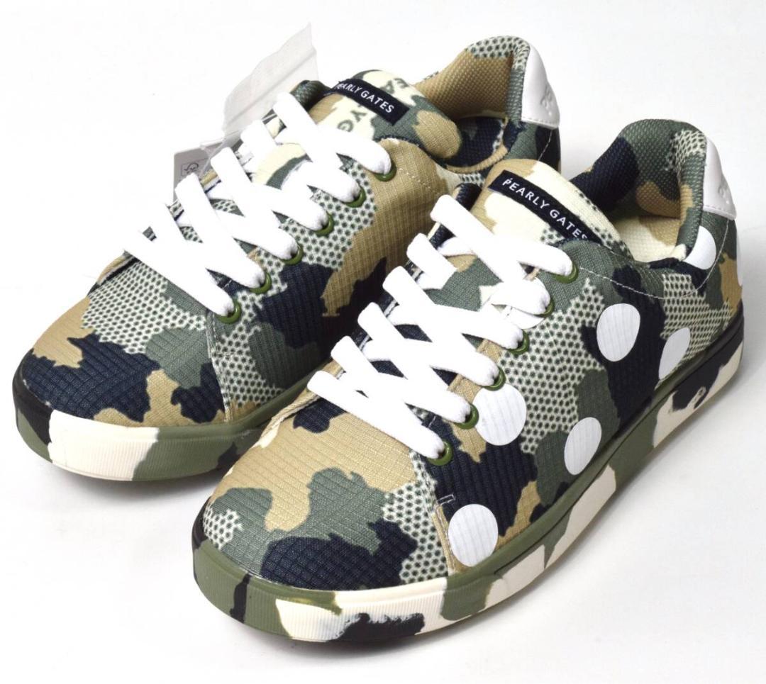 未使用3.5万 パーリーゲイツ ゴルフシューズ 22.5 迷彩ドット レディース