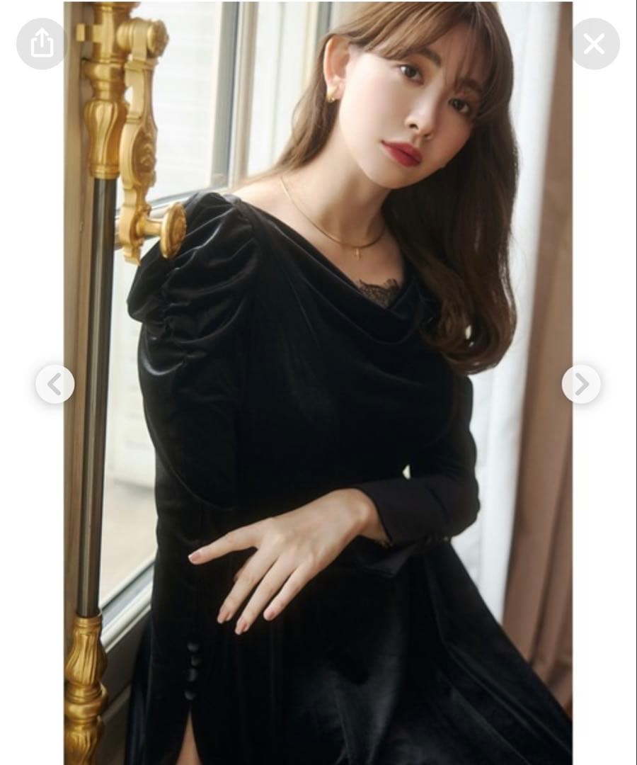 ワンピース herlipto Majestic Velour Dress black