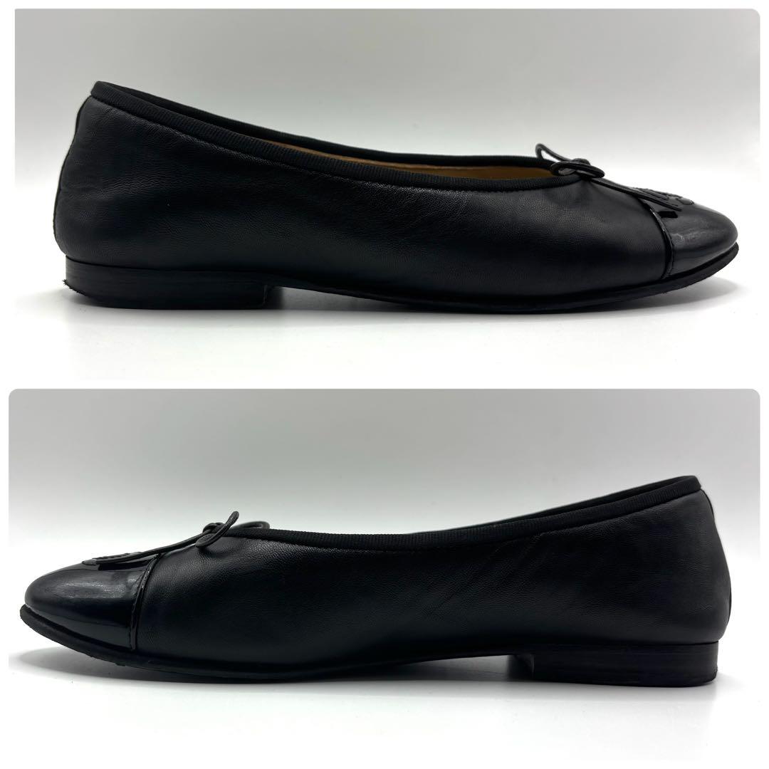 ✨美品✨CHANEL バレエシューズ　バレリーナ　レザー　ブラック　24㎝相当