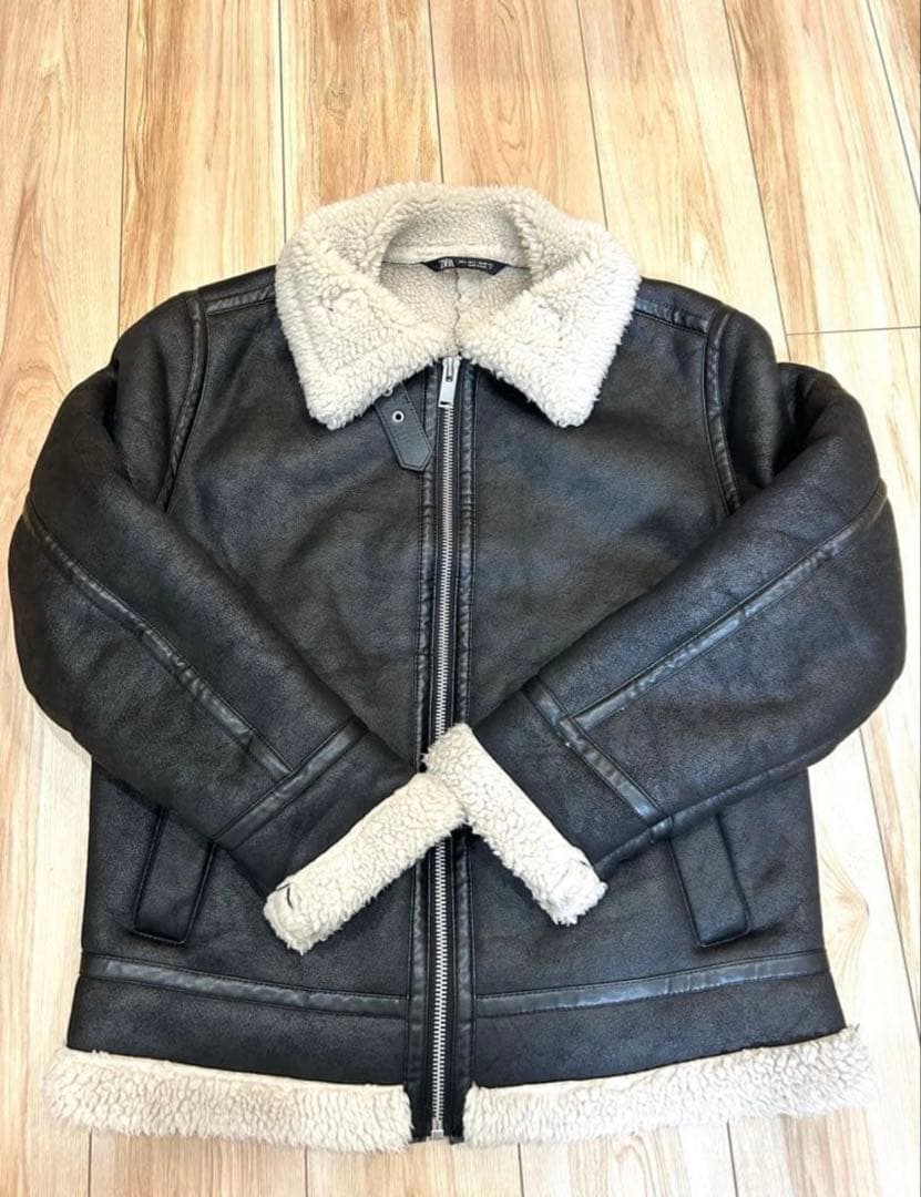 【完売モデル】美品ZARA B-3 フェイクムートン　フライトジャケットLサイズ