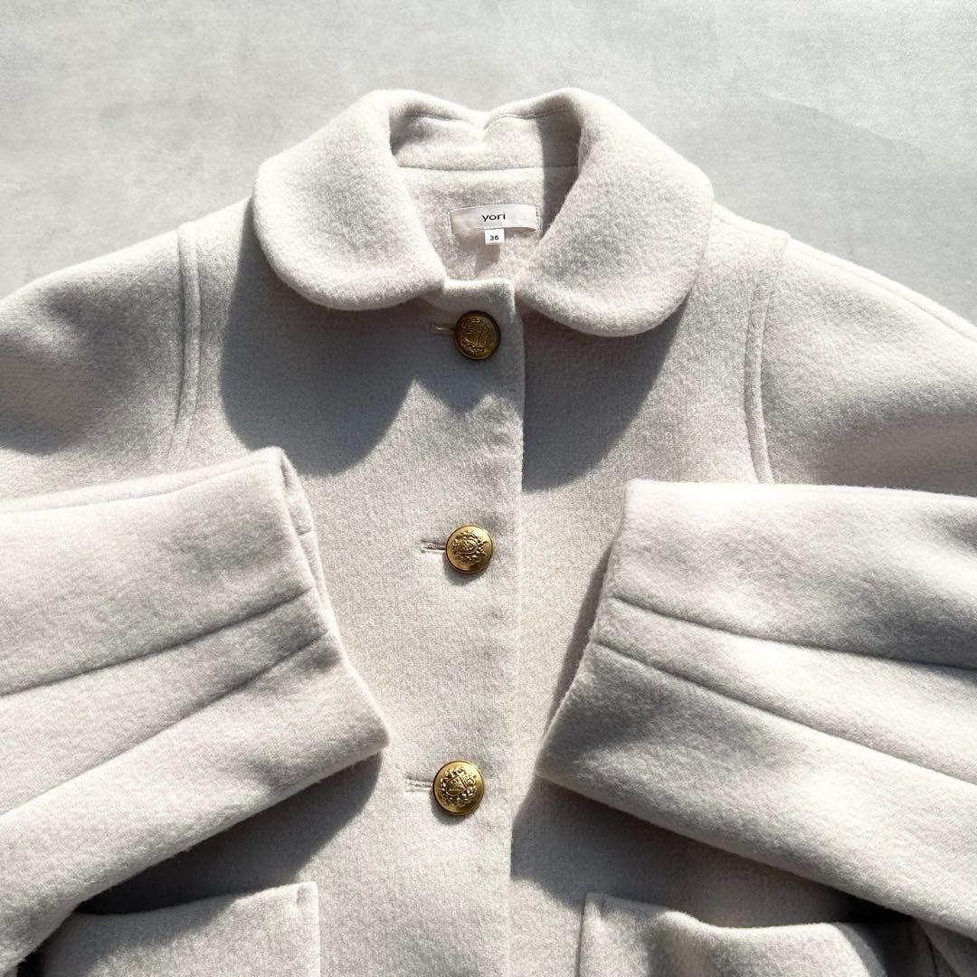 ヨリ　Yori　ラウンドカラーショートコート アイボリー　22AW