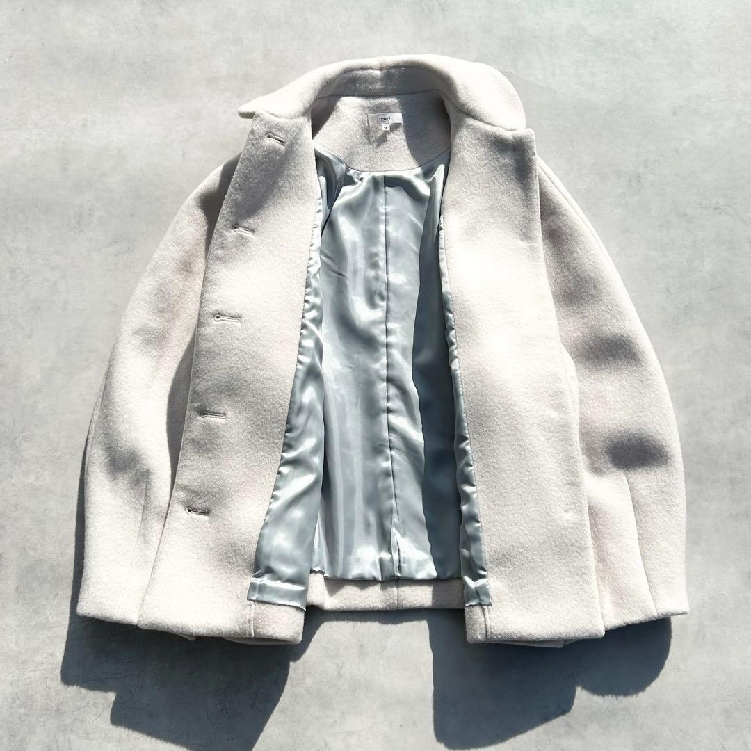 ヨリ　Yori　ラウンドカラーショートコート アイボリー　22AW
