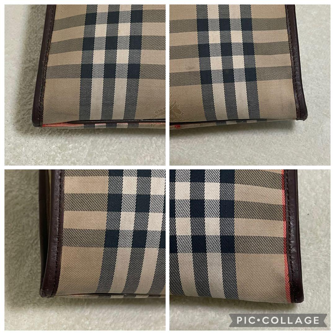 【美品】 バーバリー ビジネスバッグ ノバチェック シャドーホース ロゴプレート