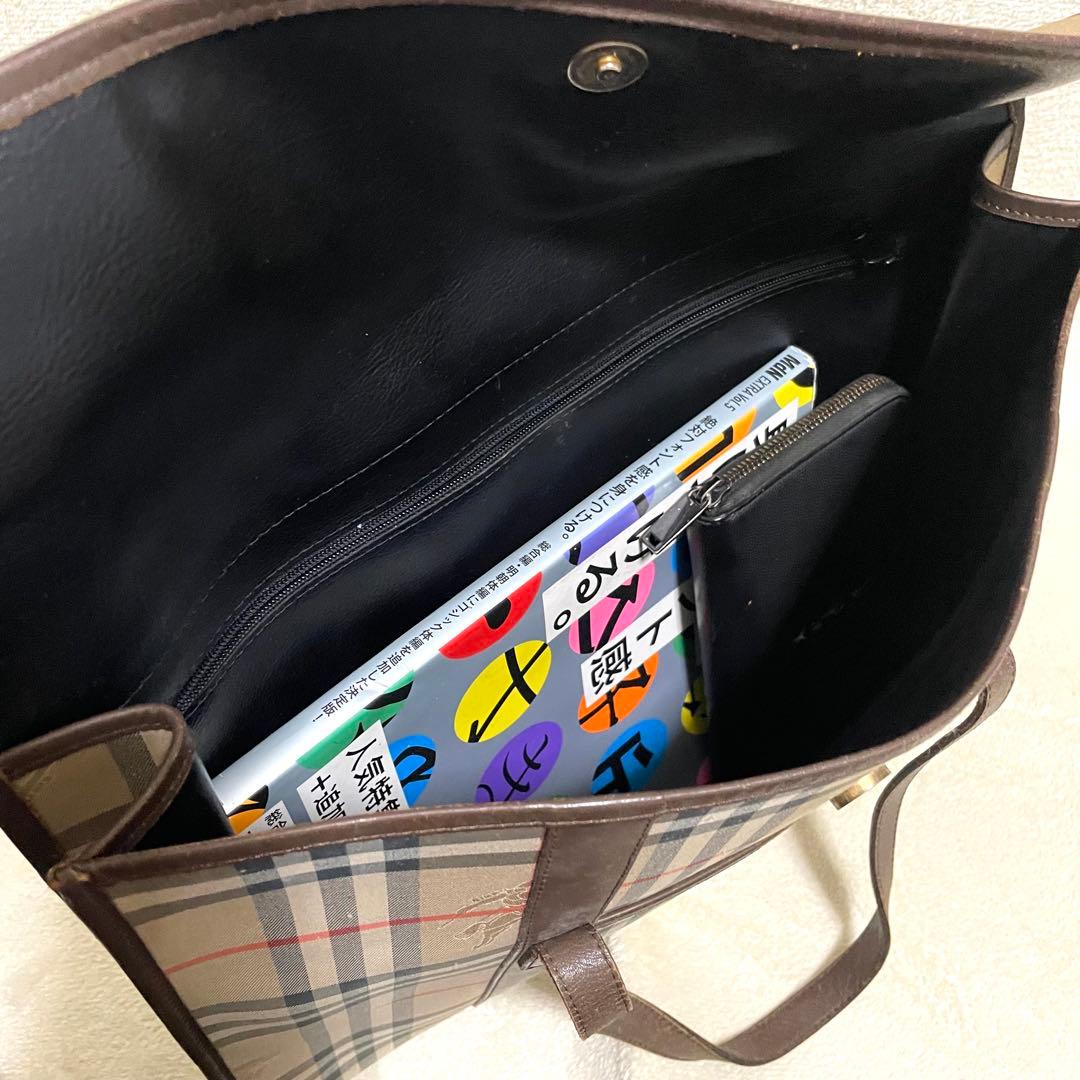 【美品】 バーバリー ビジネスバッグ ノバチェック シャドーホース ロゴプレート