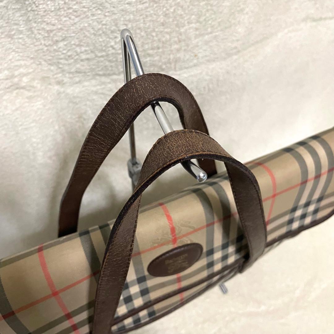 【美品】 バーバリー ビジネスバッグ ノバチェック シャドーホース ロゴプレート