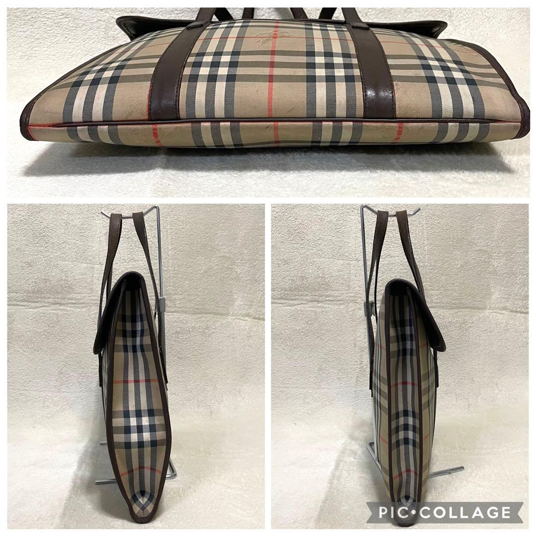 【美品】 バーバリー ビジネスバッグ ノバチェック シャドーホース ロゴプレート