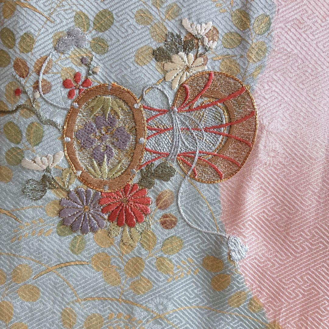 訪問着　フルセット　着物　正絹　入学式　手刺繍　絞り　紗綾形地紋　そよ風　G6