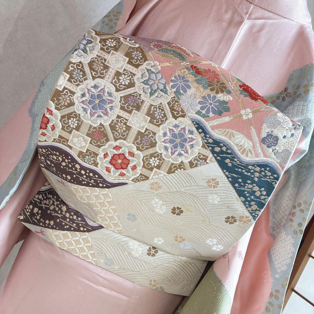 訪問着　フルセット　着物　正絹　入学式　手刺繍　絞り　紗綾形地紋　そよ風　G6