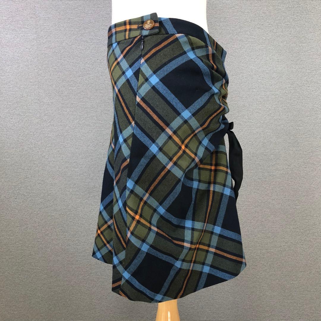 楽一番 Vivienne Westwood チェック柄 ウール 変形ミニスカート