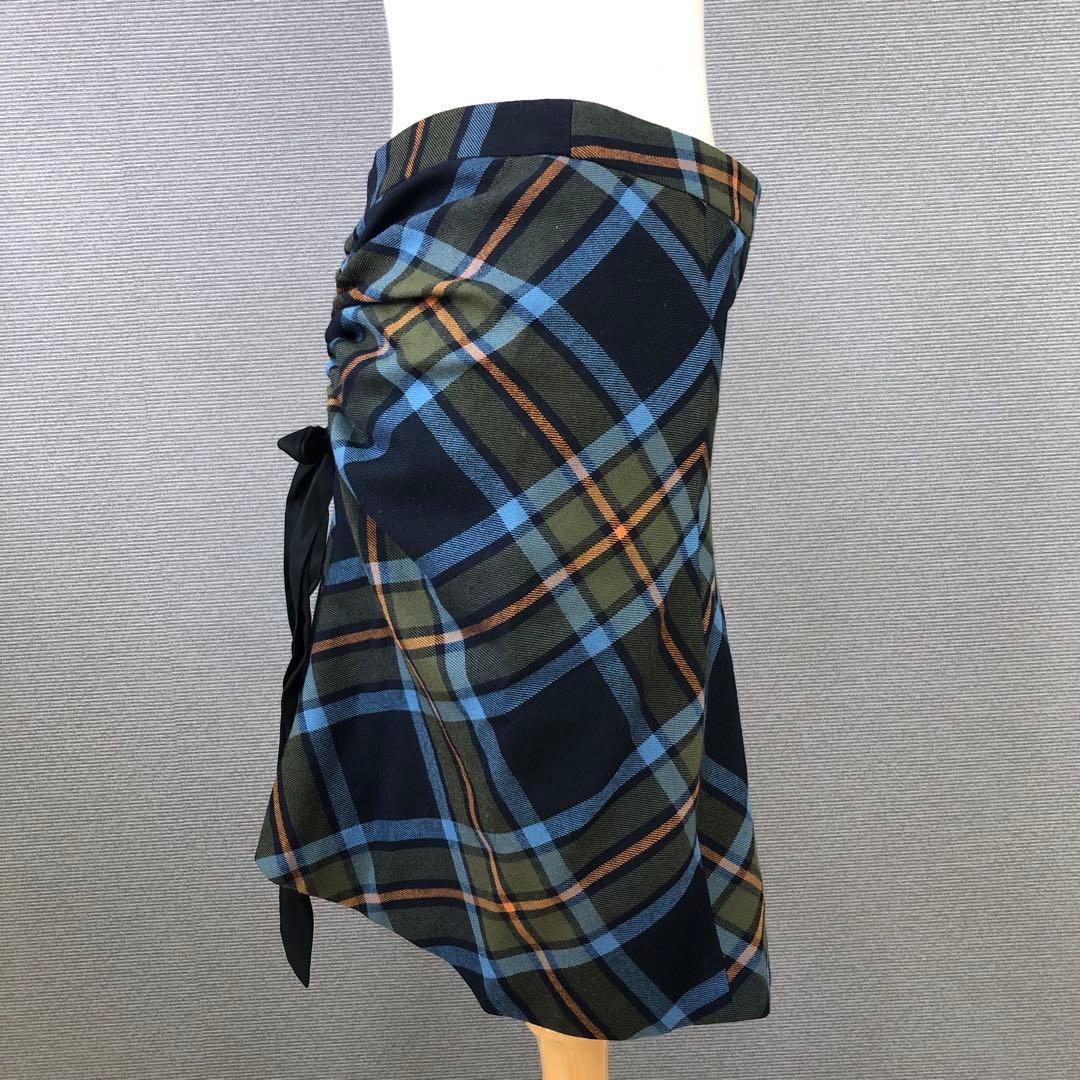 楽一番 Vivienne Westwood チェック柄 ウール 変形ミニスカート