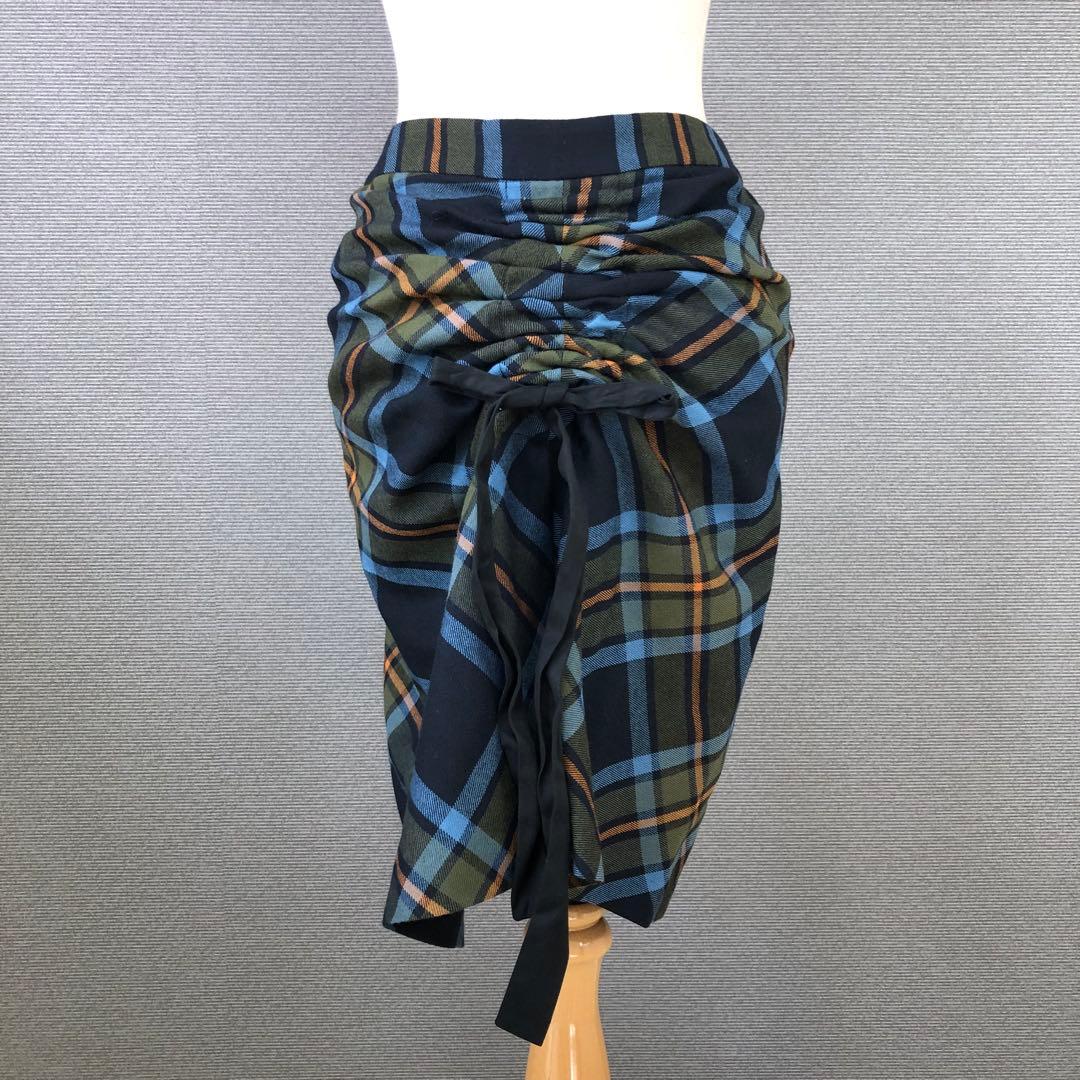 楽一番 Vivienne Westwood チェック柄 ウール 変形ミニスカート