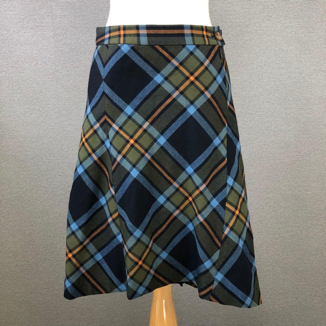 楽一番 Vivienne Westwood チェック柄 ウール 変形ミニスカート