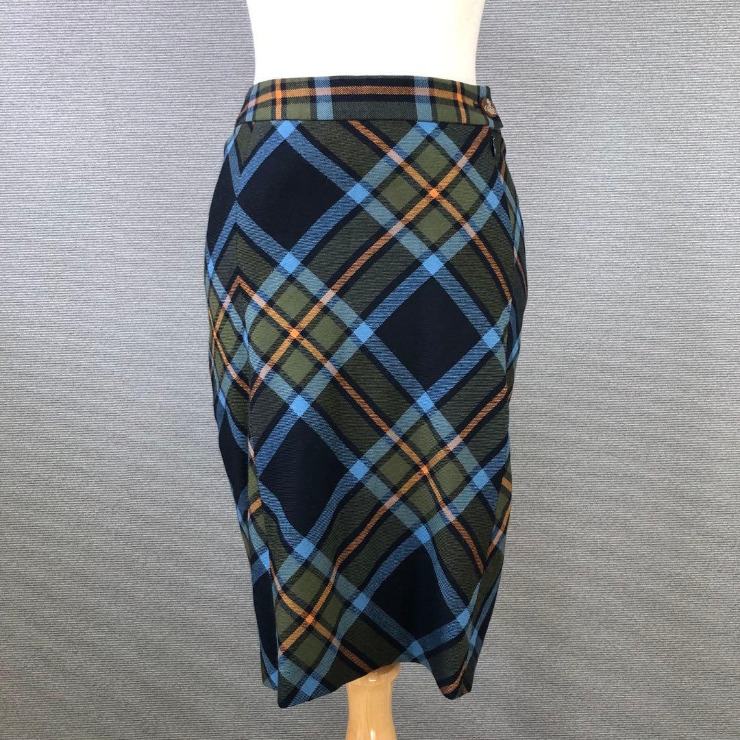 楽一番 Vivienne Westwood チェック柄 ウール 変形ミニスカート