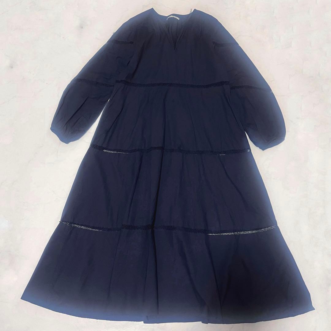 完売希少　ヌキテパ　五明祐子　ポプリンレースロングドレス　コットン　インド　S