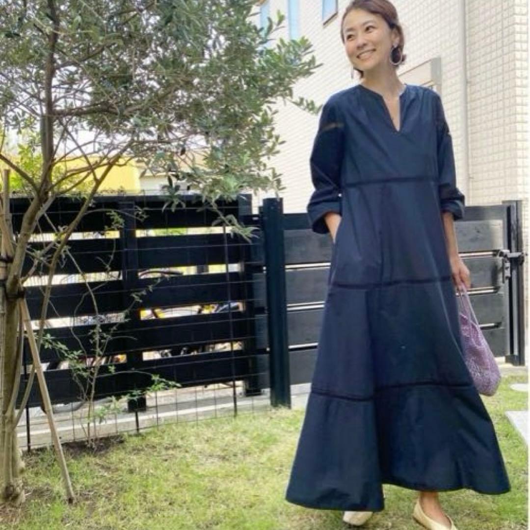 完売希少　ヌキテパ　五明祐子　ポプリンレースロングドレス　コットン　インド　S