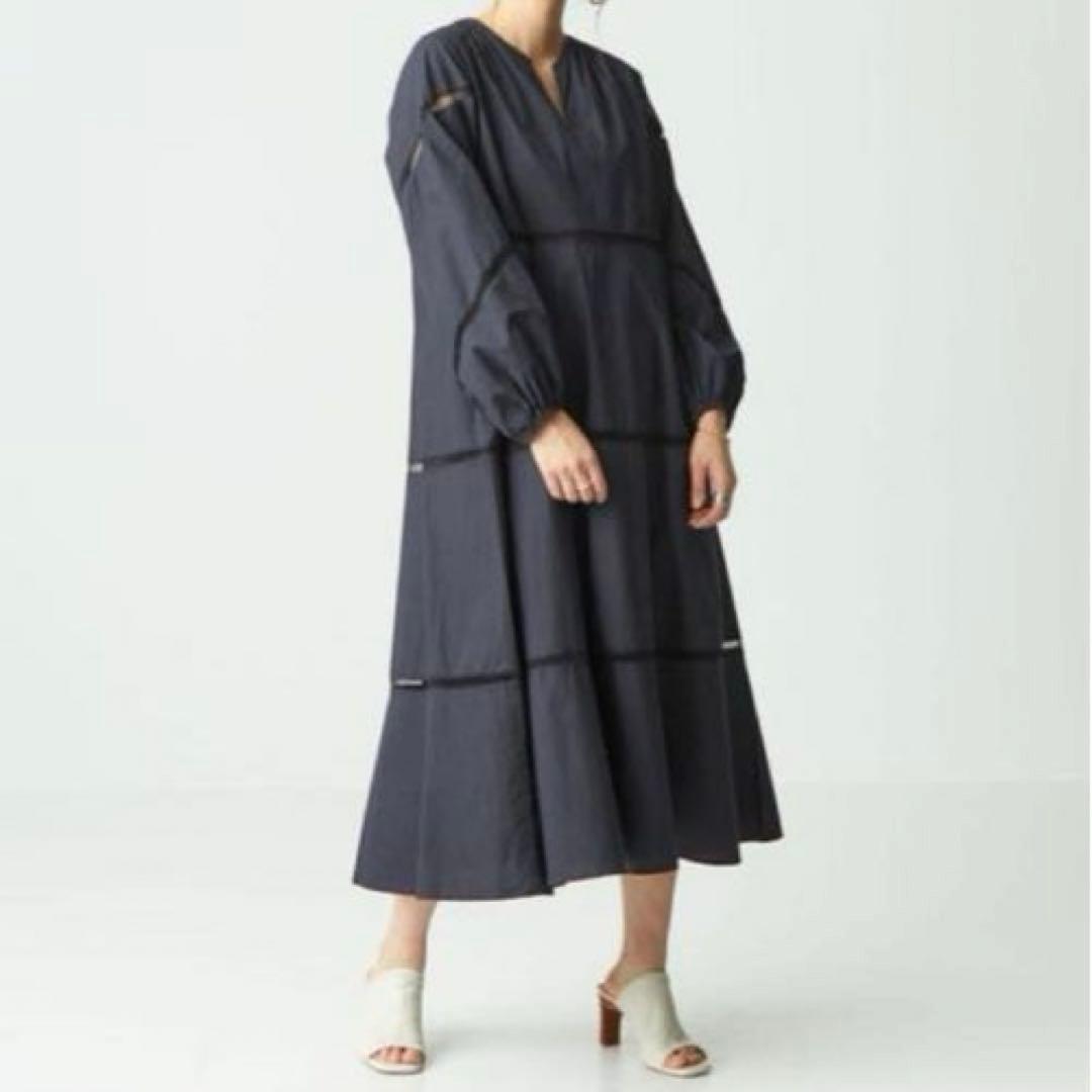 完売希少　ヌキテパ　五明祐子　ポプリンレースロングドレス　コットン　インド　S