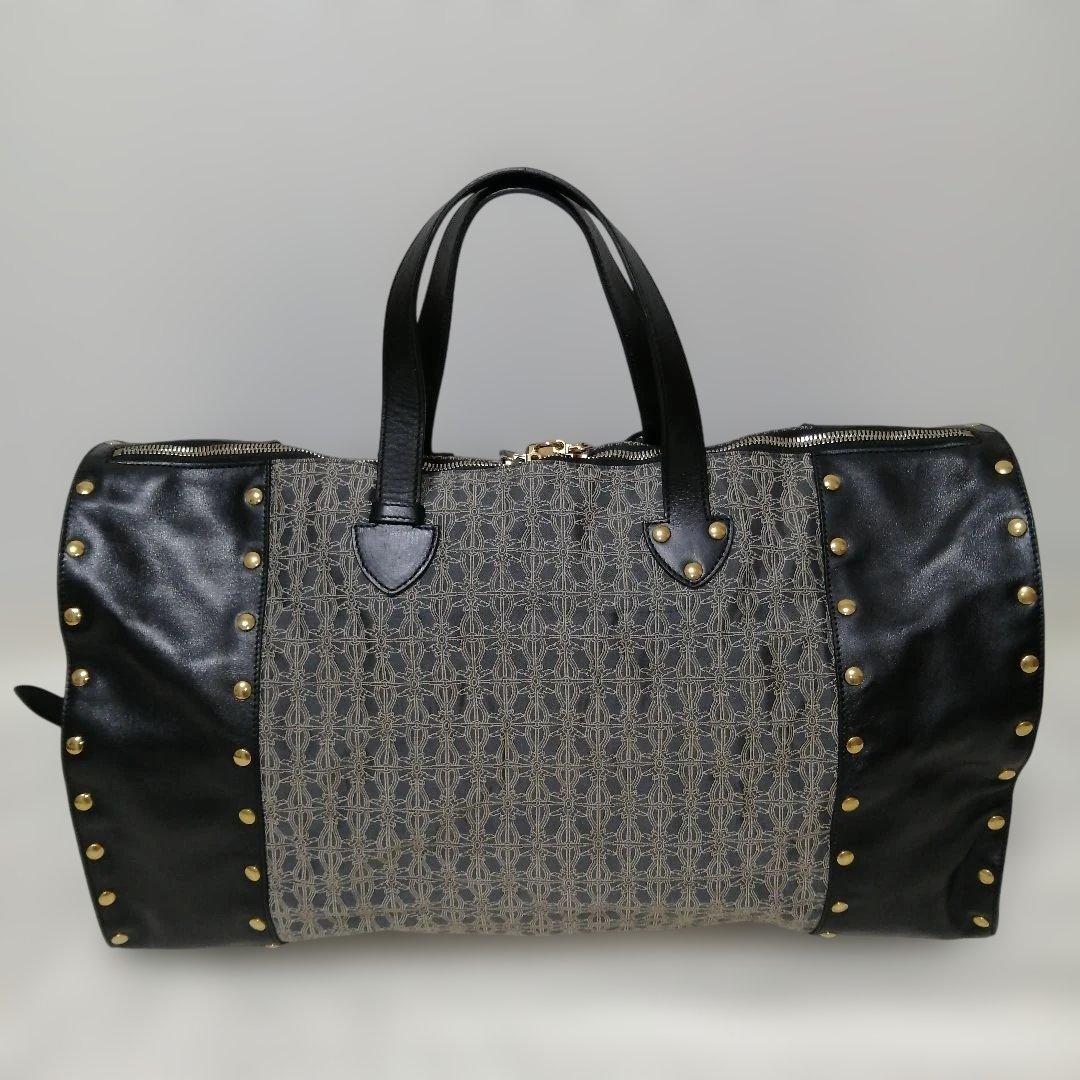 TRUSSARDI トラサルディ レザー×総柄 ボストンバッグ 美品✨