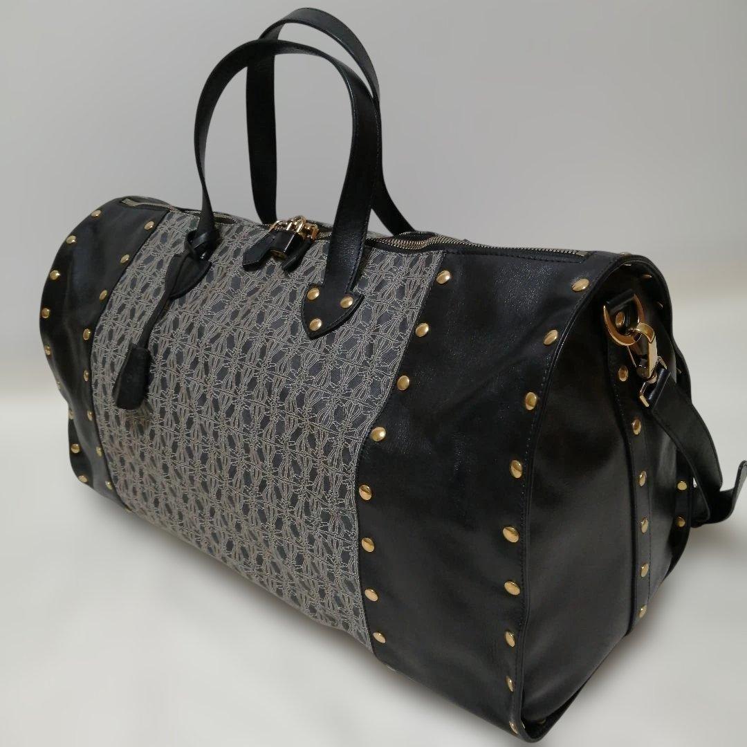 TRUSSARDI トラサルディ レザー×総柄 ボストンバッグ 美品✨