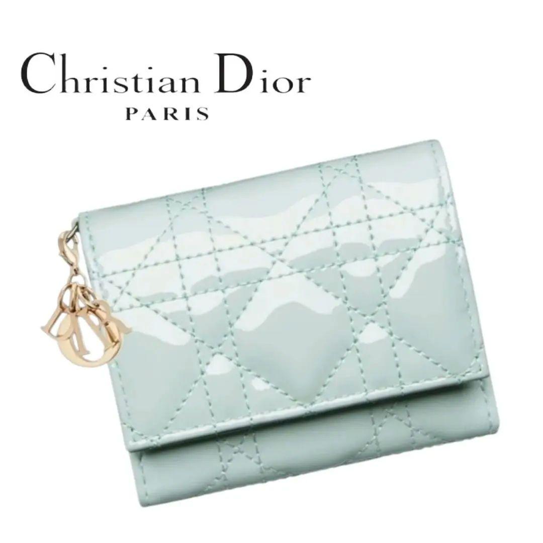 Dior 三つ折り財布 レディディオール カナージュ パテントレザー ディオール