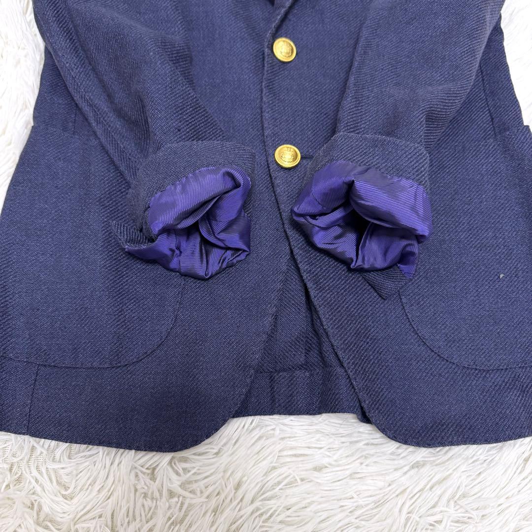 【美品】シルク混 ブリッラペルイルグスト テーラードジャケット 紺ブレ ブレザー