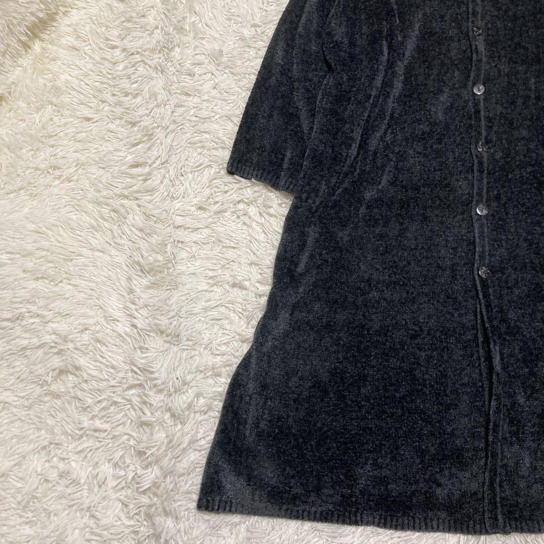 美品✨ヨーガンレール　 シルク100%　モールニット　ロングコート　XL相当　黒
