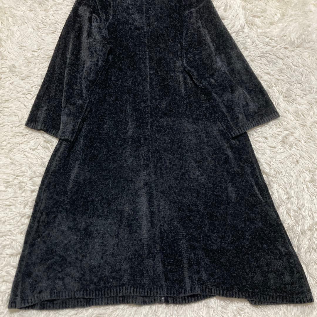 美品✨ヨーガンレール　 シルク100%　モールニット　ロングコート　XL相当　黒