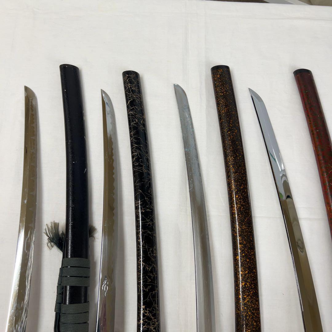 【傷あり】模造刀 10本 まとめ 透かし鍔 太刀 鍔太刀 脇差 白鞘 昇龍 彫り