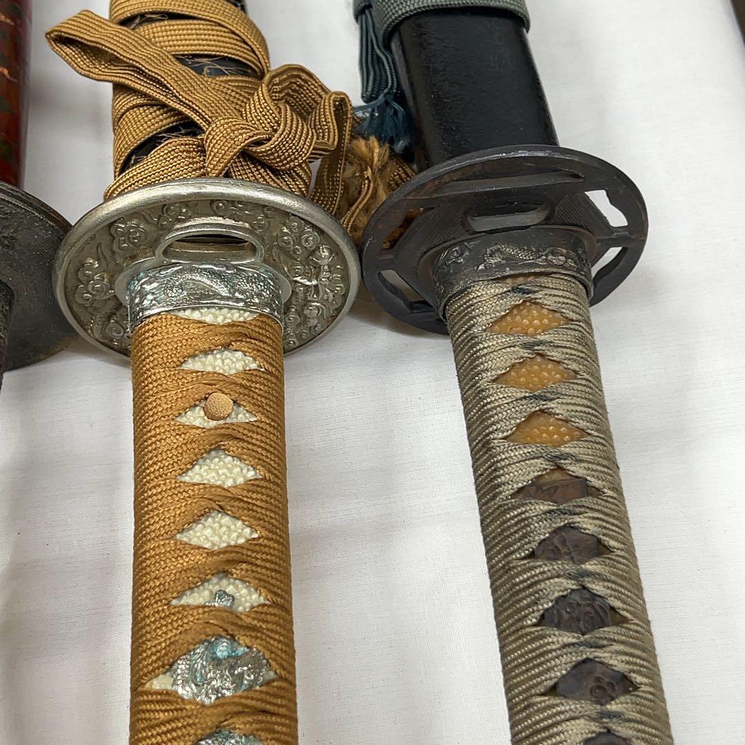 【傷あり】模造刀 10本 まとめ 透かし鍔 太刀 鍔太刀 脇差 白鞘 昇龍 彫り