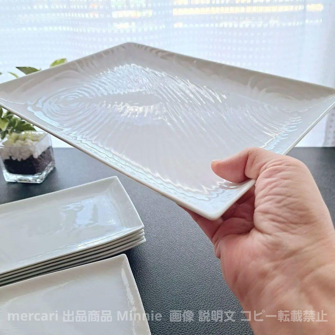 橘吉★たち吉★『白磁木目』長角皿セット★大皿・焼物皿・銘々皿★11pcs★未使用