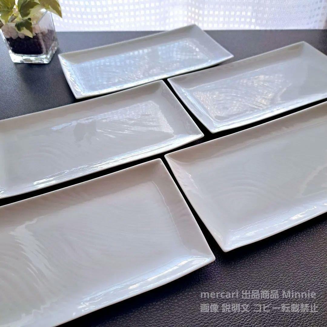 橘吉★たち吉★『白磁木目』長角皿セット★大皿・焼物皿・銘々皿★11pcs★未使用