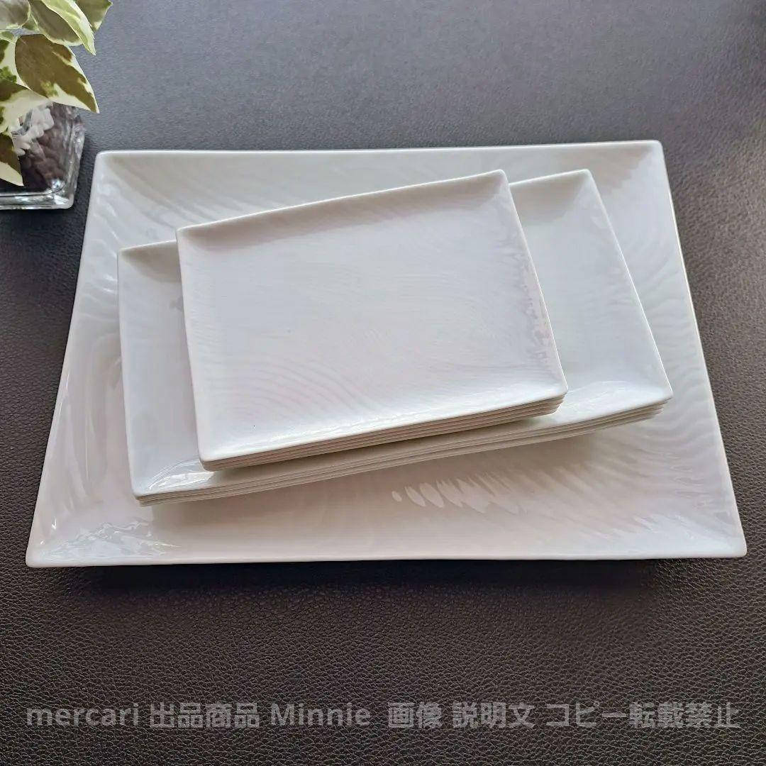 橘吉★たち吉★『白磁木目』長角皿セット★大皿・焼物皿・銘々皿★11pcs★未使用