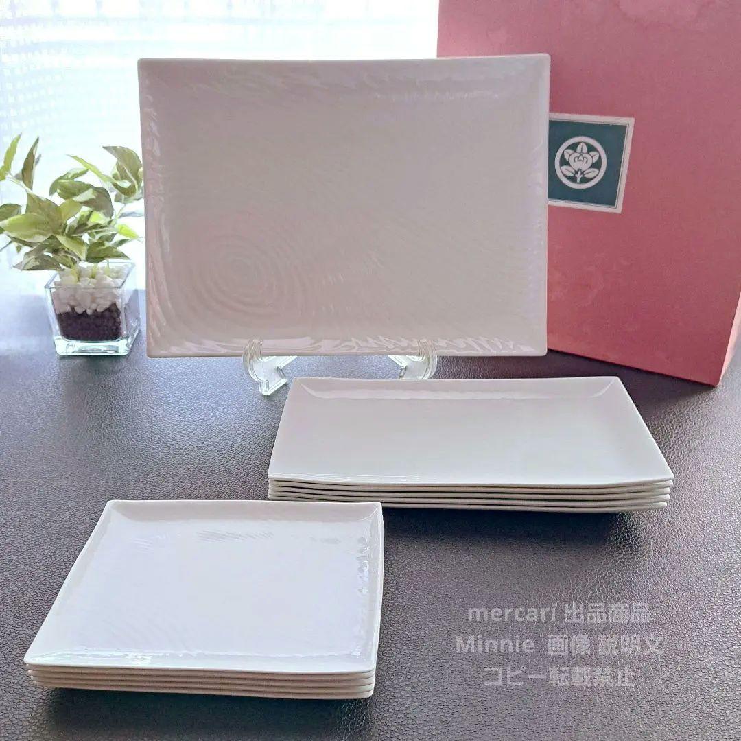 橘吉★たち吉★『白磁木目』長角皿セット★大皿・焼物皿・銘々皿★11pcs★未使用