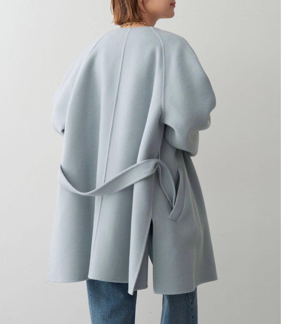 Spick and span 110sリバーポンチョ風コート　ブルー
