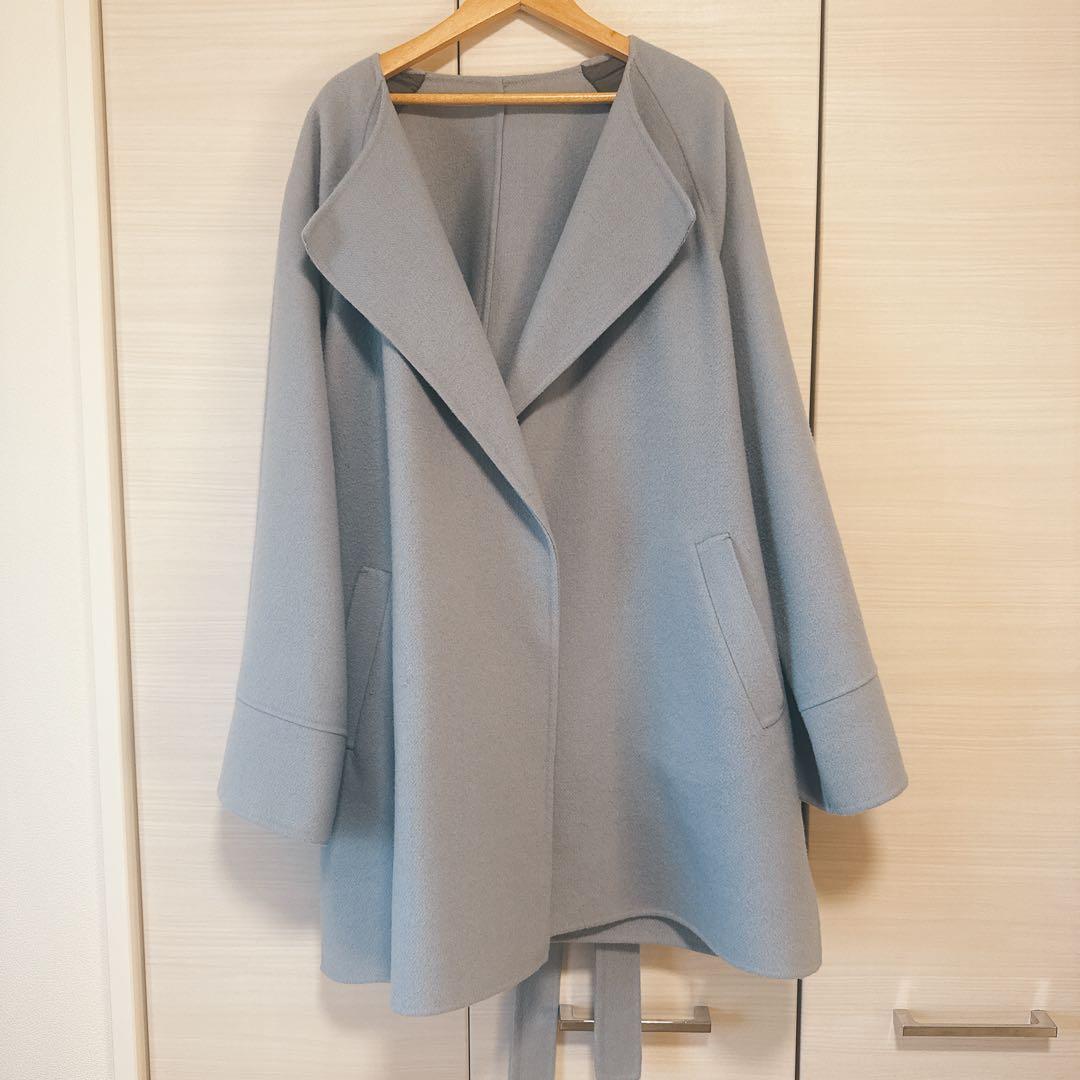 Spick and span 110sリバーポンチョ風コート　ブルー