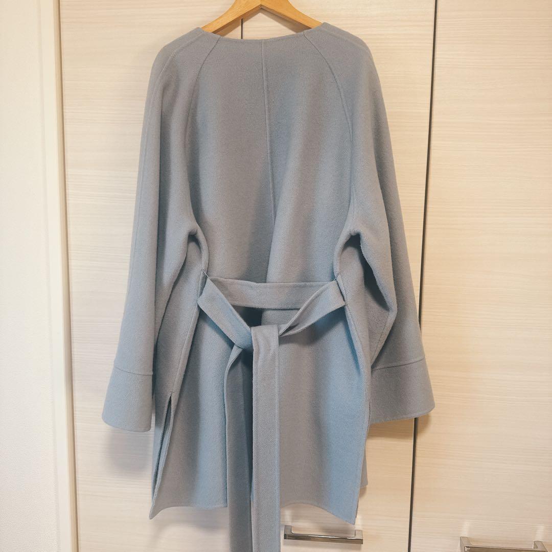 Spick and span 110sリバーポンチョ風コート　ブルー