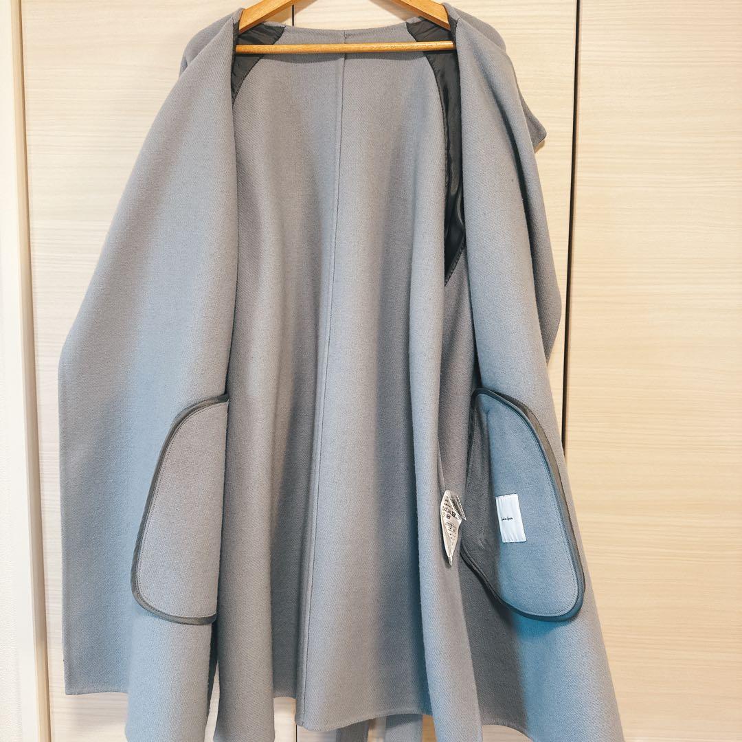 Spick and span 110sリバーポンチョ風コート　ブルー